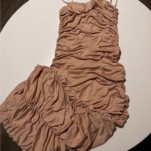 Elegant Ruched perfect nude/Tan Dress size large